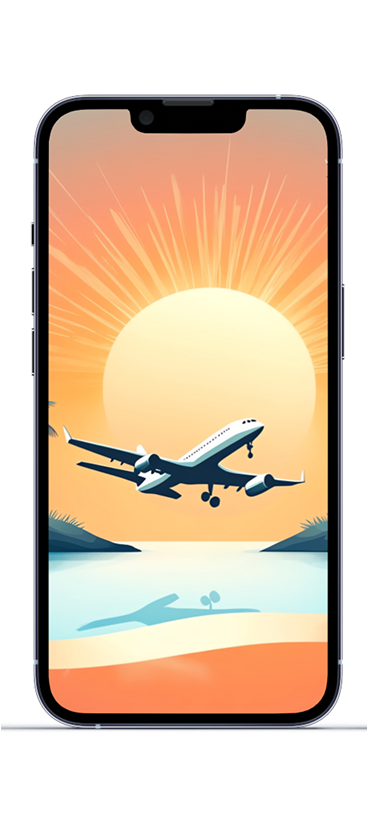 Phone screen showing travel scene