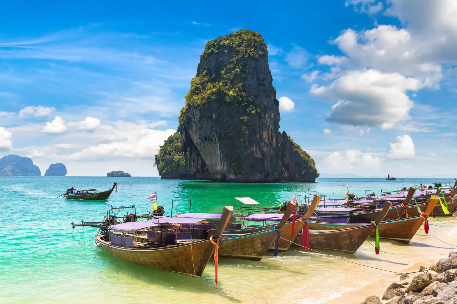 Longtail boats on Railay beach, Krabi, Thailand